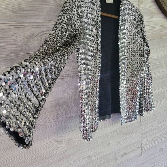 Vintage Ann Green Sequin Cardigan 70's Womens SZ S Made In England Era Tour Disc - Picture 3 of 8